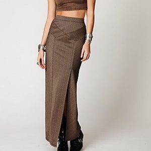 Free People Sunkist Bronze Side Slit Maxi Skirt